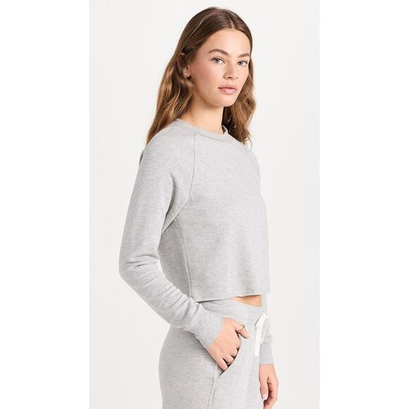 Splits59 Warm Up Crop Fleece Sweatshirt Heather Grey - S - Picture 3 of 6